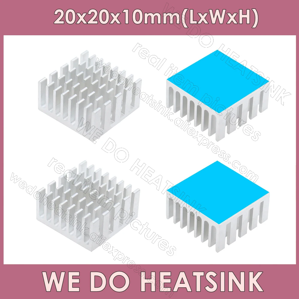 

WE DO HEATSINK 20x20x10mm Without or With Thermal Pad Silver Slotted Aluminum CPU / IC Cooling Cooler Heatsink