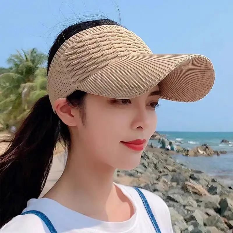 

Women Beach Hat Empty Top Women Sun Visors Sport Headgear Breathable Ladies Beach Caps Running Visor For 21.65-23.23 Inches Head