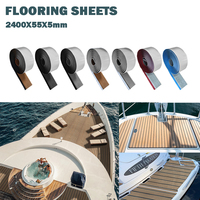 2400x55x5mm Single Strip Imitated Teak Yacht Boat Deck Mat Flooring Brown Anti Skid Pad EVA Foam Grey