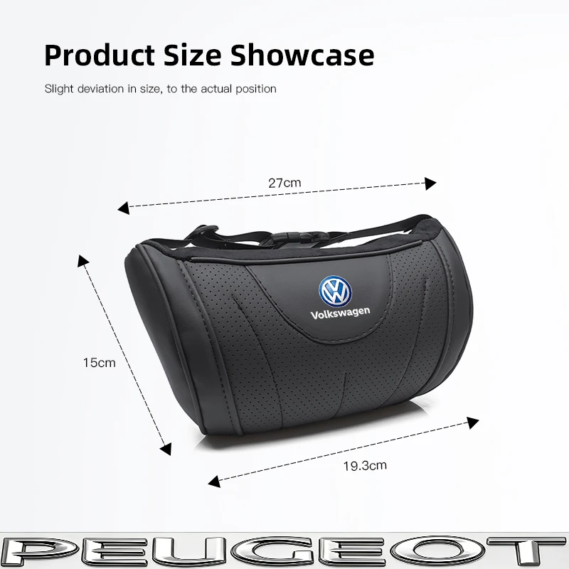 Hochwertiges Leder-Autositz-Kopfstützenkissen aus Memory-Schaum für VW Golf Tiguan T-Roc Polo Passat ID.4 T-Cross ID.3 Taigo – Detail 6