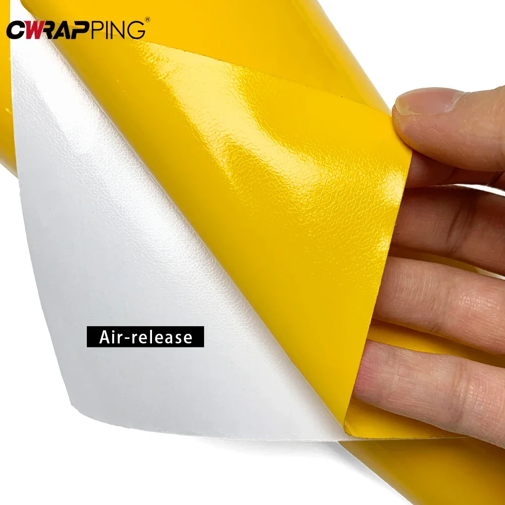 Motorcycle Gloss Vinyl Wrap Film Self Adhesive Bubble Free Decoration DIY Yellow Stickers for Motorcycle Automobiles Accessories