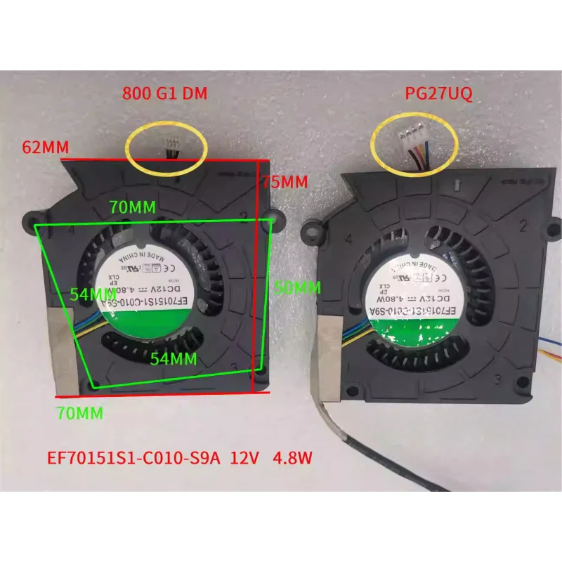 Cooling fan For EF70151S1-C010-S9A HP EliteDesk 800 G1 DM (K2U75PA) cpu fan Asus monitor PG27UQ PG35VQ