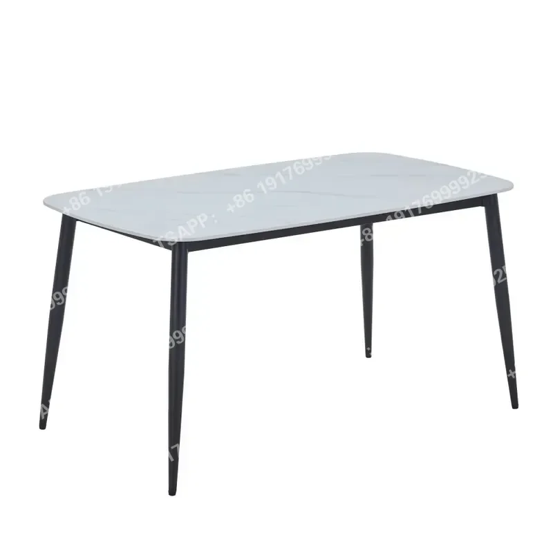 High Quality Nordic Style Slate Table Top Metal Legs Dining Table for Fast Food Restaurants Coffee Shops