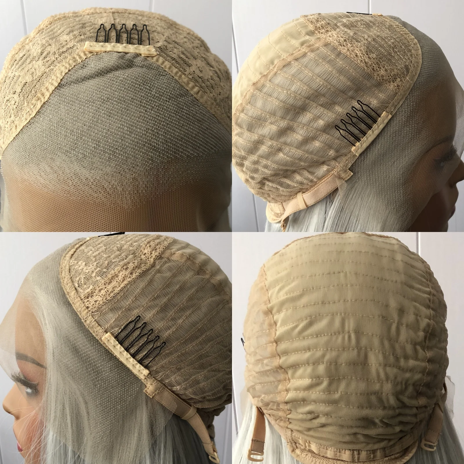 Perruque Lace Front Wig Synthétique Ondulée, Cheveux Longs Gris Argenté, Sans Colle, pour Femme