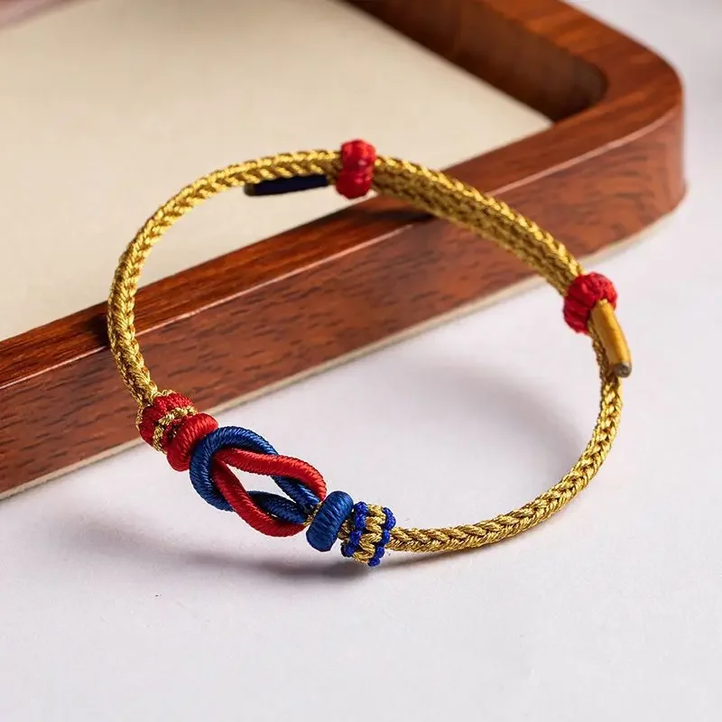 Gold-swallowing Beast Pendant Lucky Beads Hand-woven Finished Hand Rope This Year Red Rope DIY Original Parent-child Bracelet