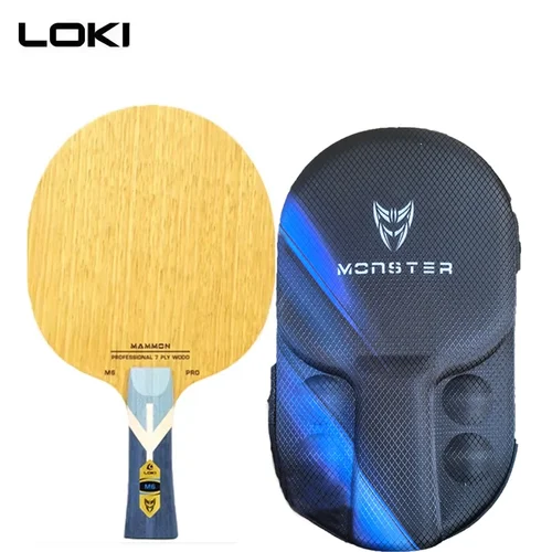 Imagen 1 del producto Original LOKI MONSTER M6 PRO hoja de tenis de mesa 7 PLY paleta de Ping Pong de madera raqueta de Ping Pong profesional con estuche rígido de EVA