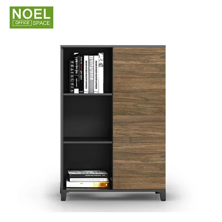 Customized szie melamine open file storage shelf cabinet with swing open doors