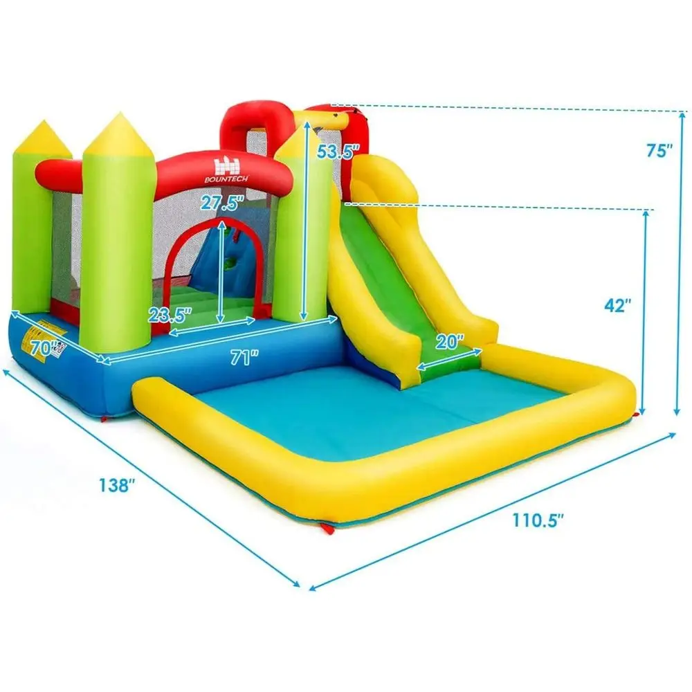 منزلق مائي Iatable، حديقة مائية عملاقة للمنزل المائي مع جدار التسلق والشرائح، حمام سباحة رذاذ، مياه نفخ خارجية