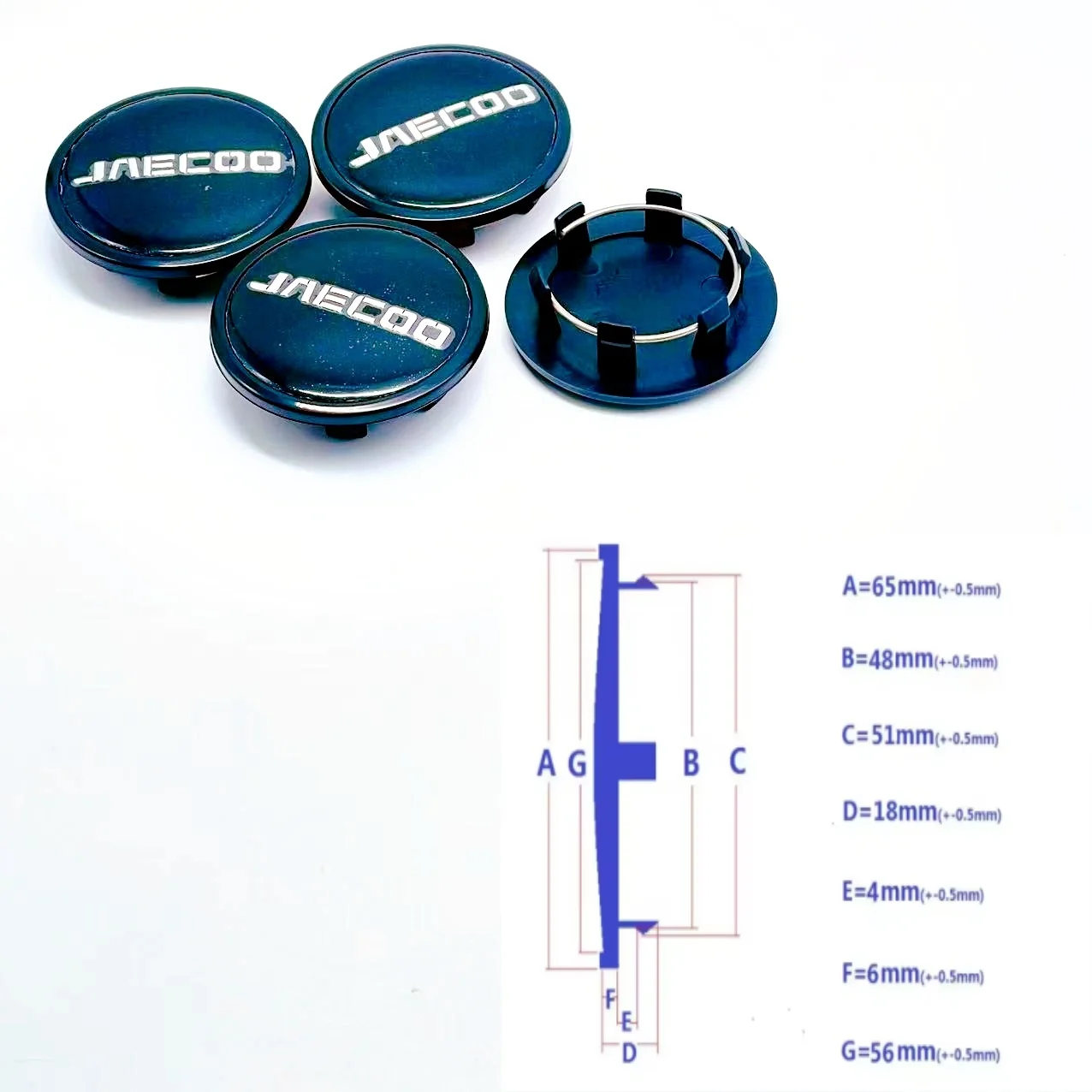 4PCS Black Silver 65MM JAECOO Emblem Logo Car Wheel Center Hub Caps Wheel Center Cap Decoration Auto Styling Rim Hub Cap