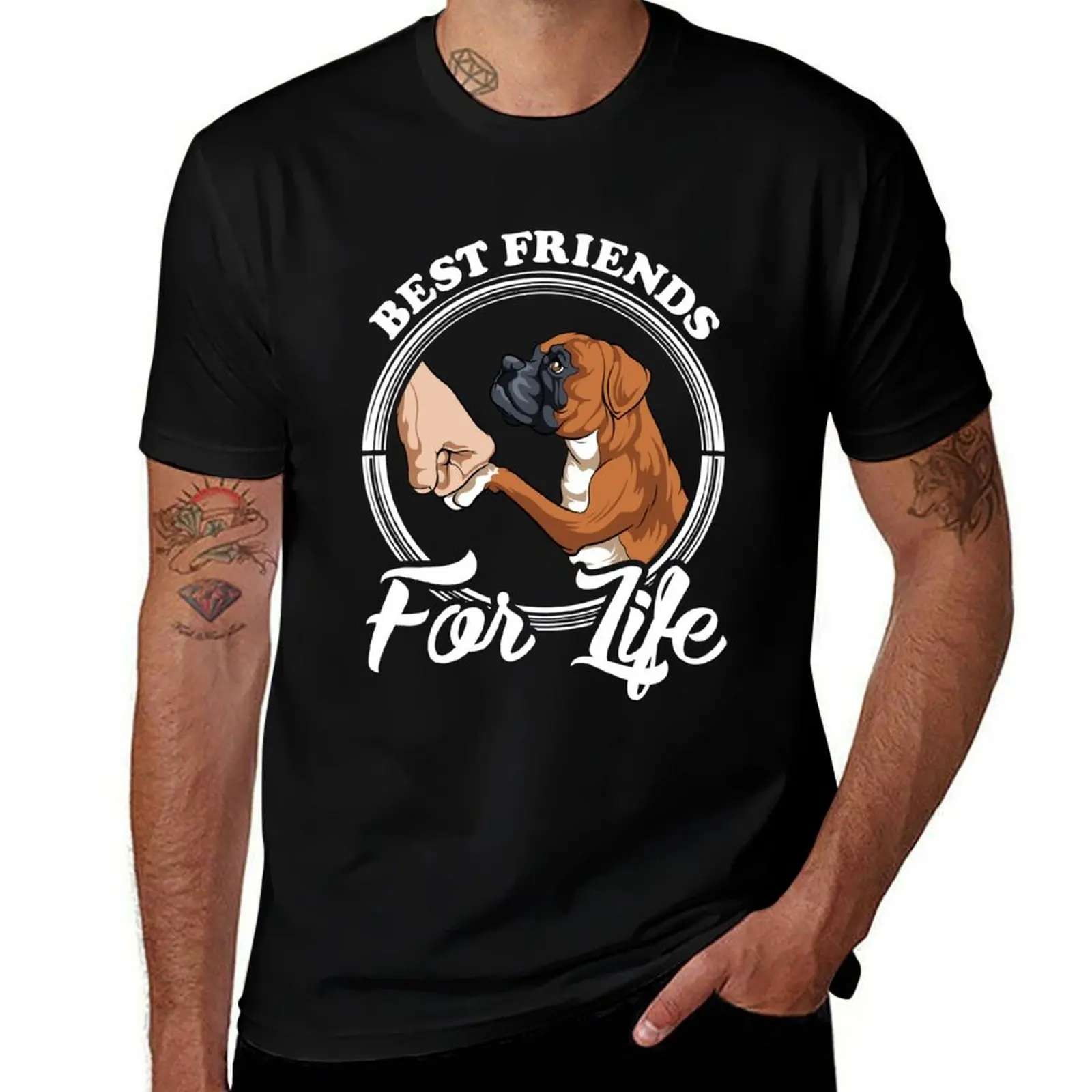 

Boxer Dog Lover Design Best Friends For Life T-Shirt t shirt man luxury t shirts cotton 100% T-Shirt