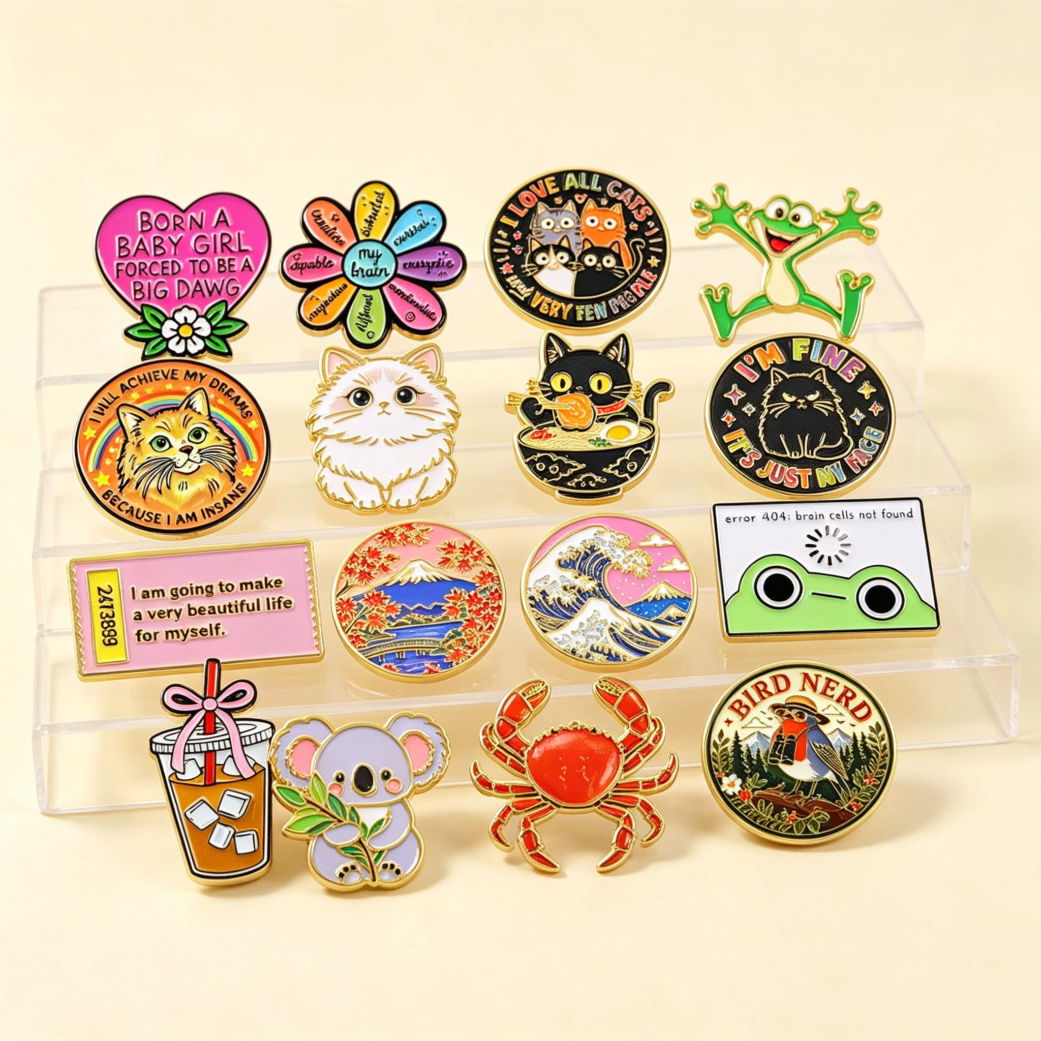 Flower Frog Pin - かわいい猫エナメルピンフラワーラブ引用句ブローチローディングフロッグラペルピンバックパックアクセサリー装飾ジュエリー友人ギフト
