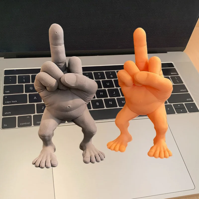 Middle Finger Desktop Decorations 3d Printed Middle Finger Figure with Legs Funny Hand Gesture Resin Creative Ornament Sculpture