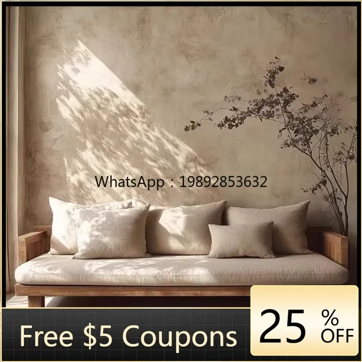 

HYS home living room retro solid wood sofa simple removable and washable double triple log sofa