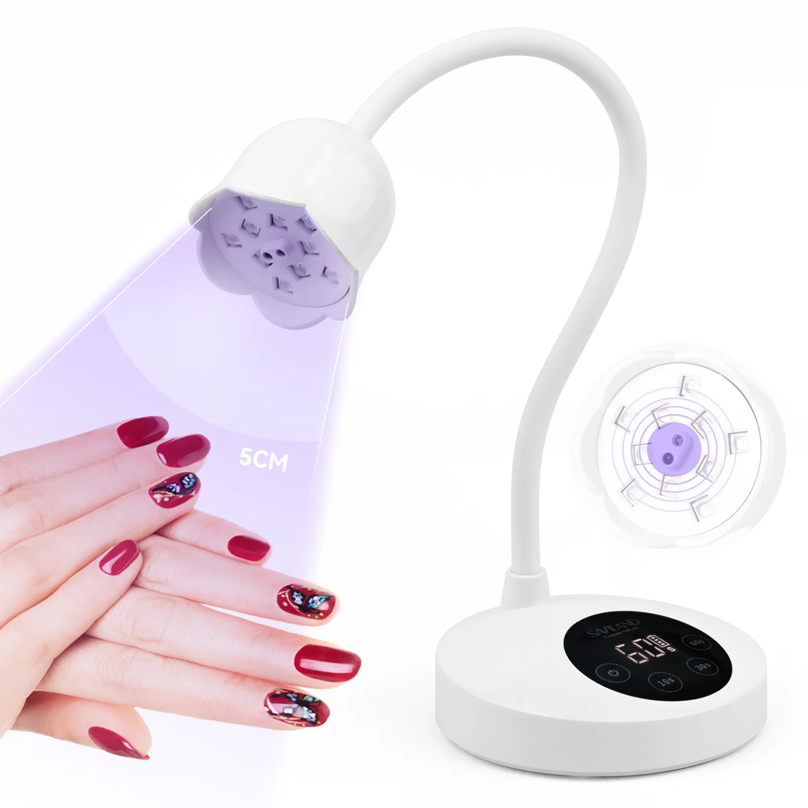 

SAVILAND 30W Cordless UV LED Nail Lamp with Smart Sensor Professional Gooseneck Gel Nail Light for Home Salon Manicure