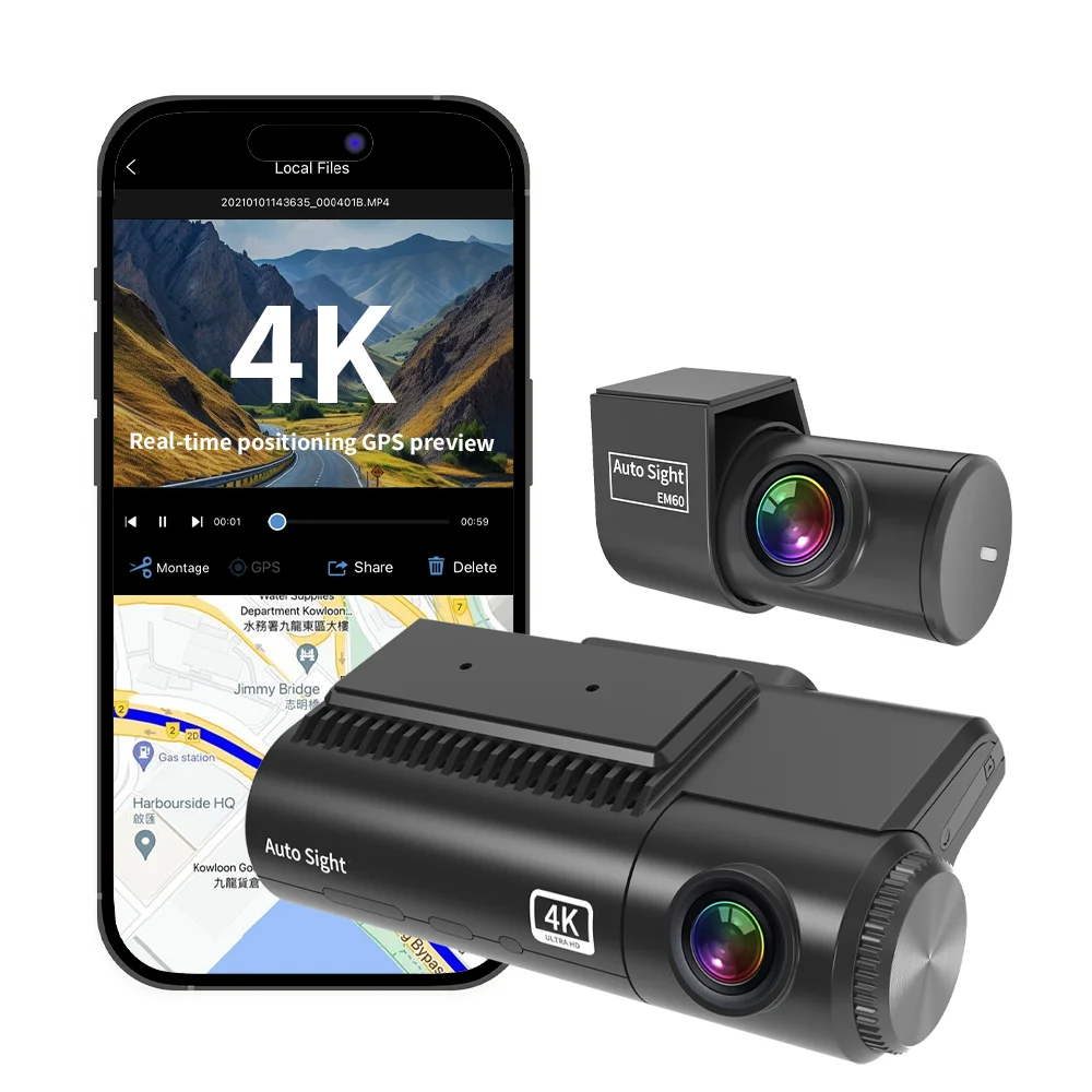 Auto Sight Night Vision Function Real 4K Front and Rear 2K Dash Camera Cars Reverse Dashcam for Enhanced Road Safety