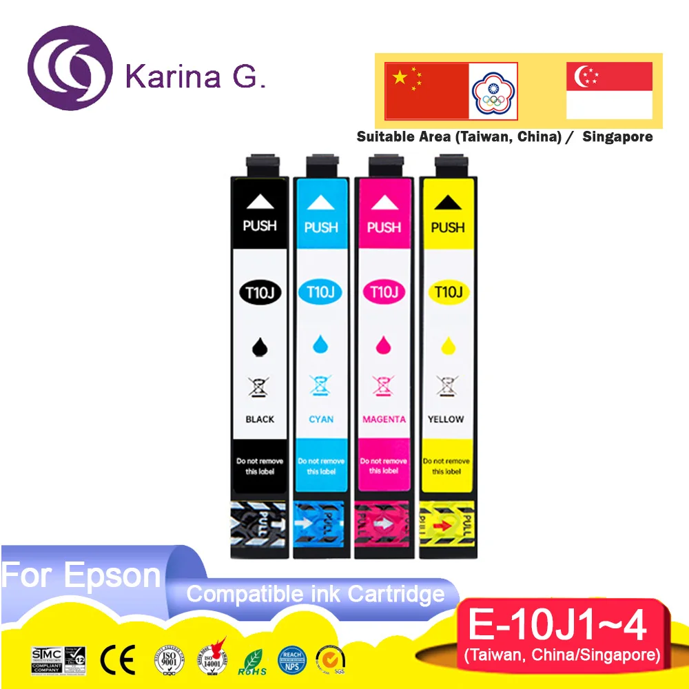 China,Taiwan Singapore T10J1 T10J2 T10J3 T10J4 Compatible Color Ink Cartridge for Epson WF-2930 WF-2950 XP-2200 XP-2205 Printer