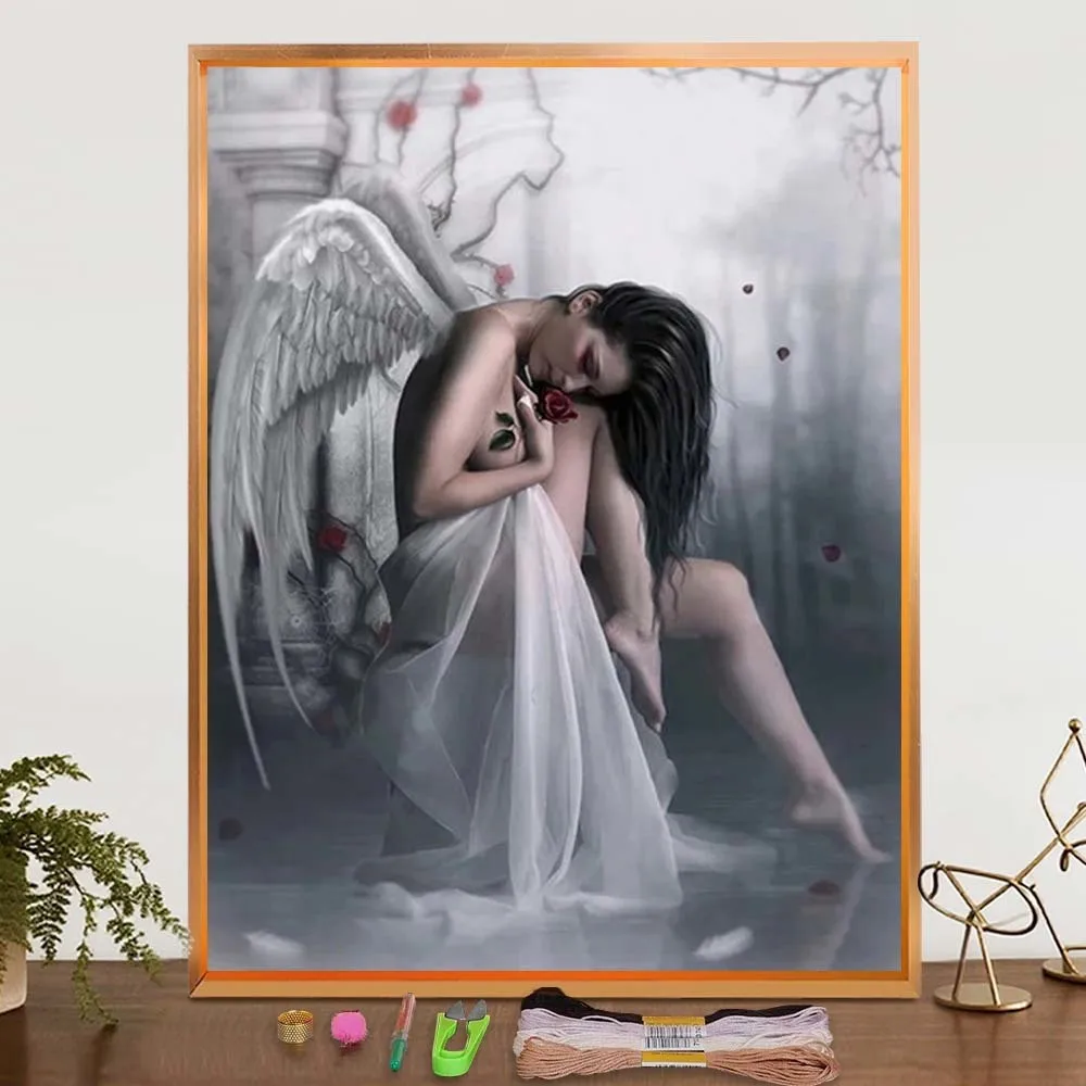

Eco-cotton Thread 11CT Angel Women Cross Stitch Full Printed Canvas Embroidery Kit Home Decor Embroidery Set Wall Art Crafts