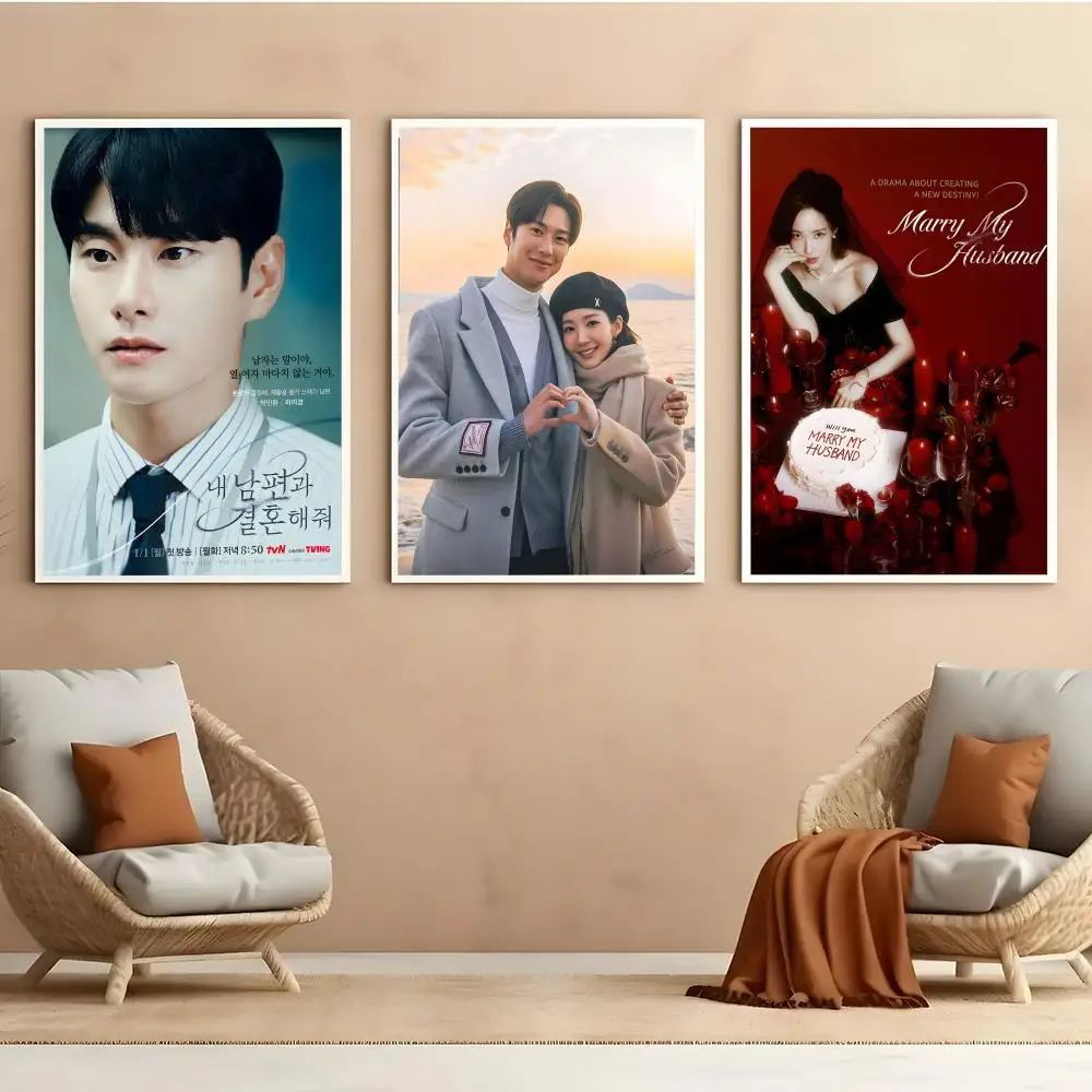 Hot Kdrama M-Marry My Husband Poster HD PVC Wall Art - Waterproof Self Adhesive Mildew Resistant For Home Office Bar