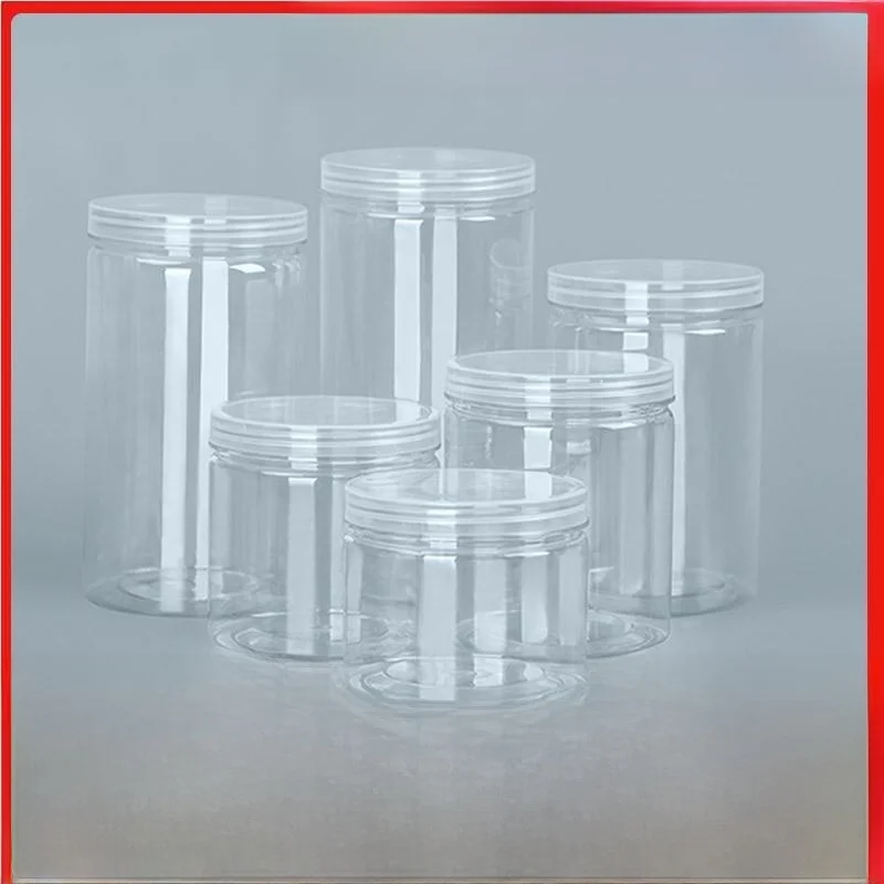 

Transparent Plastic Sed Container round Food Storage Canister One-time Small Bottle Plaything Biscuit Dry Fruit Pet Box