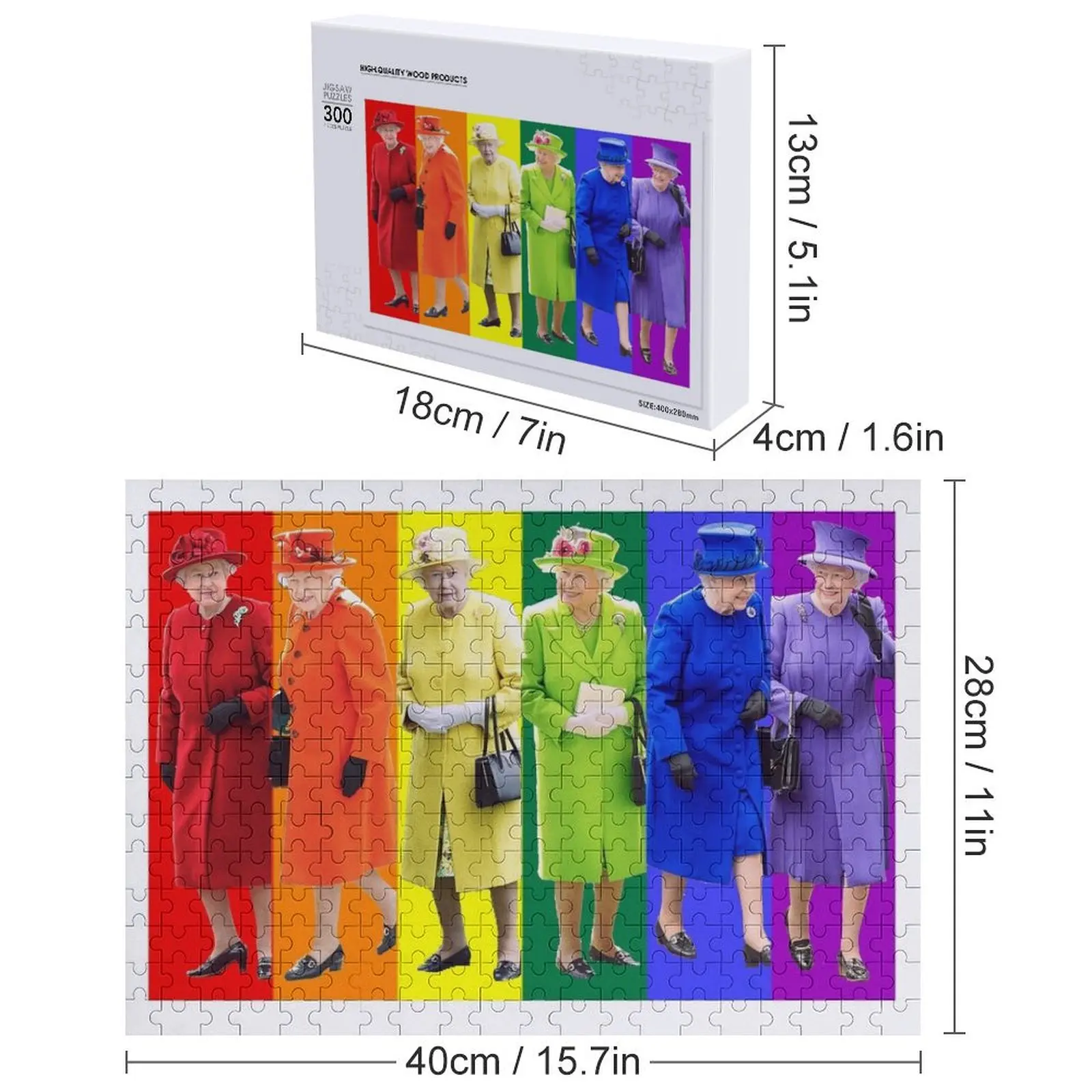 Rompecabezas Rainbow Queen, rompecabezas de madera personalizado con nombre para adultos, rompecabezas de juguete de madera