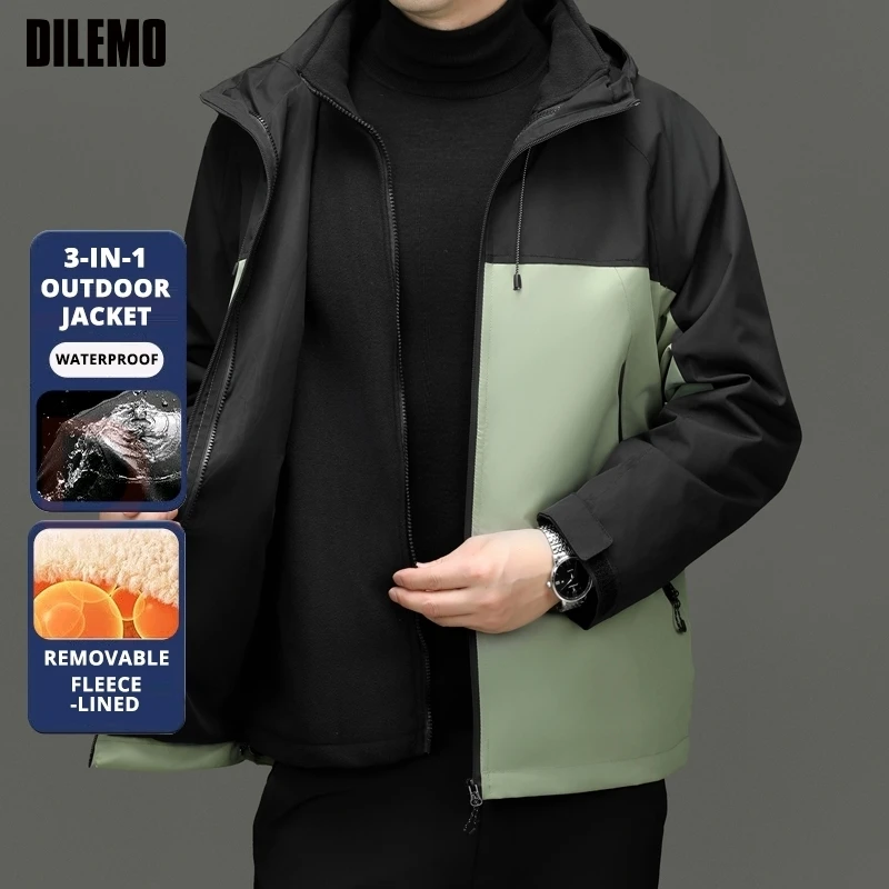 

Высококачественная куртка 3-в-1 с графеновым и серебряным лисьим мехом, мужская уличная куртка, спортивная ветровка с мягкой оболочкой, пальто