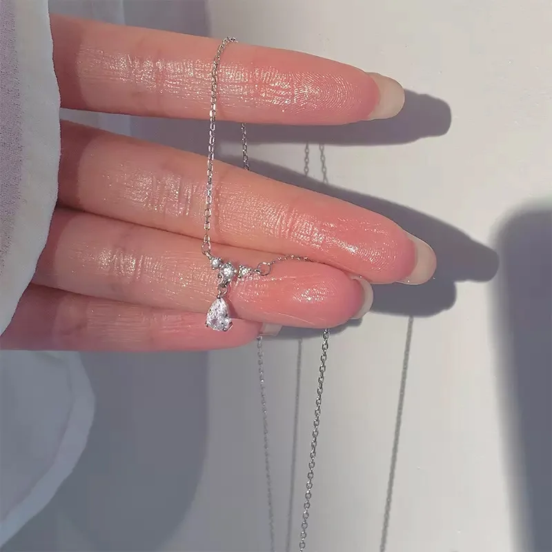 

925 Sterling Silver Neck Chain Water Droplet Pendants Necklaces Women Luxury Jewelry Aesthetic Charms Accessories Argent 925