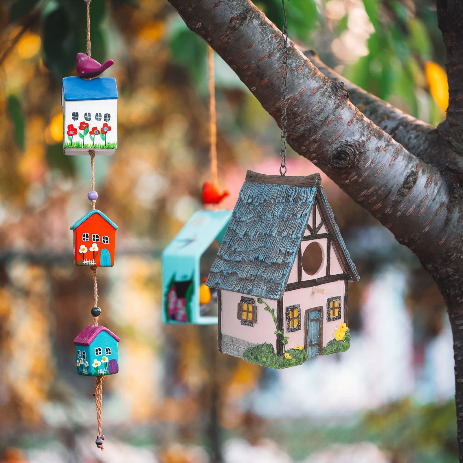 

Resin Bird Outdoor Hanging Garden Decoration for Birds Shelter Backyard Courtyard Wildlife Nesting Box Decorative