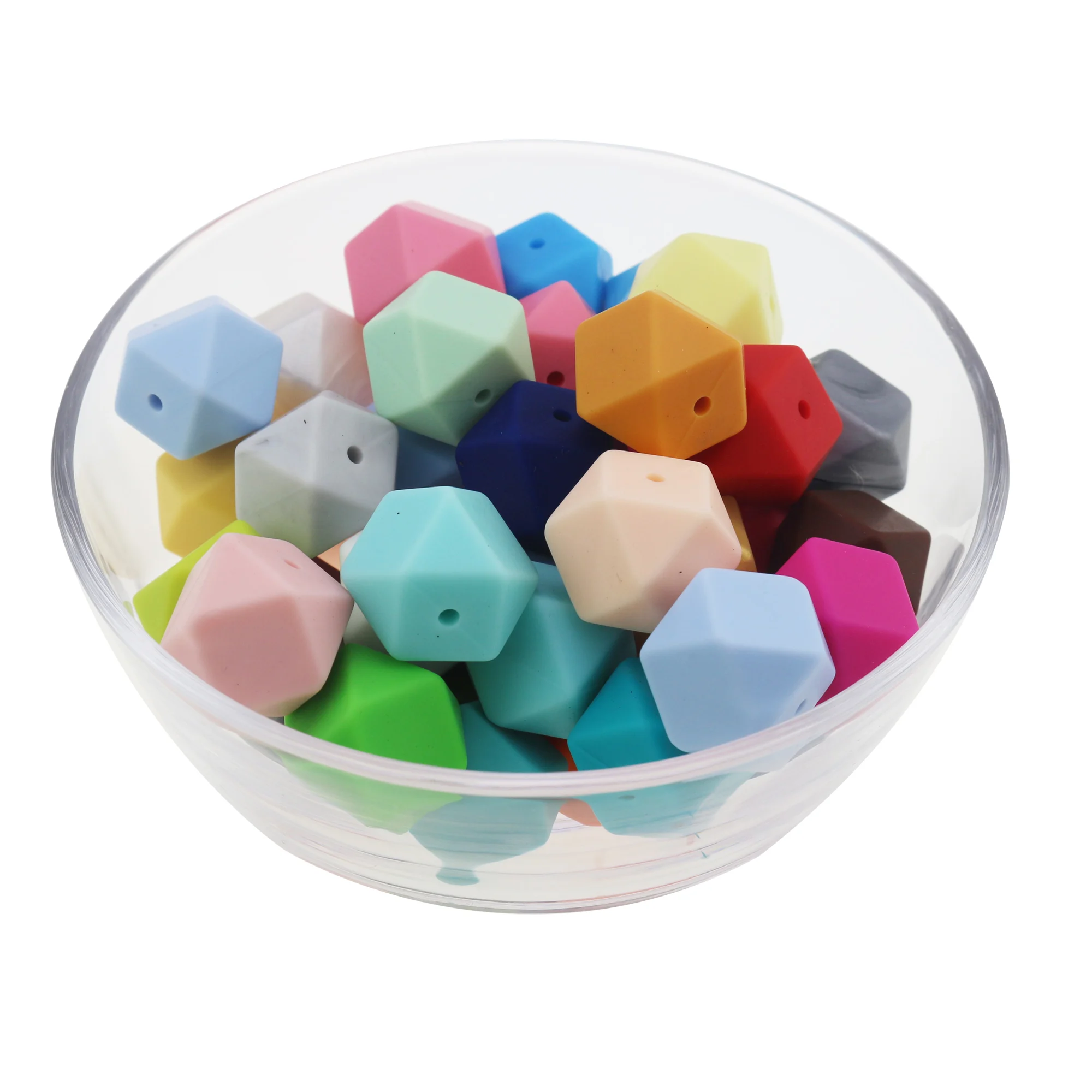 

100pc Hexagon Silicone Beads Teething Baby Chewing Bead Teeth Necklace Bead Diy Chewable Silicone Mini Geometric bead