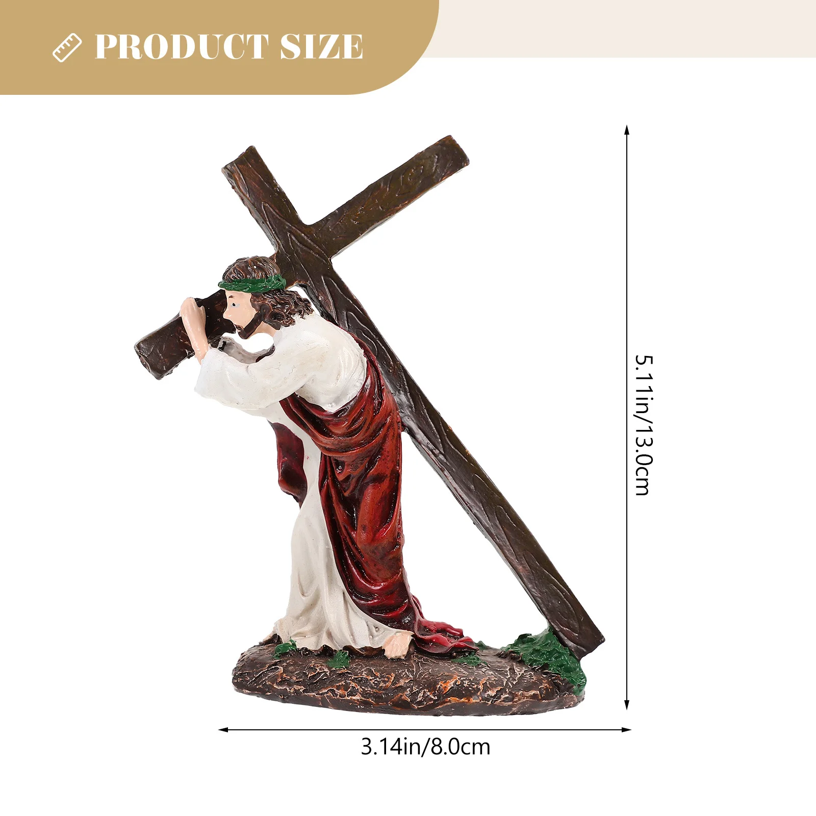 

1Pcs Carrying Cross Resin Ornament Christian Decoration Ideal Religious Gift for Home Office Restaurant