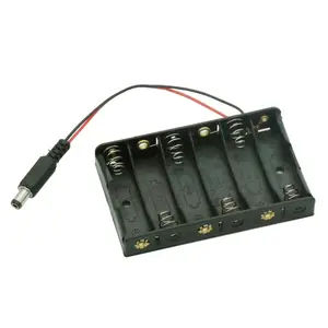 Bilashmart 1 6XAA 6xAA 6*AA 9V Battery Holder Box Case Wire DC 5.5*2.1mm Plug arduino Moudle NEW