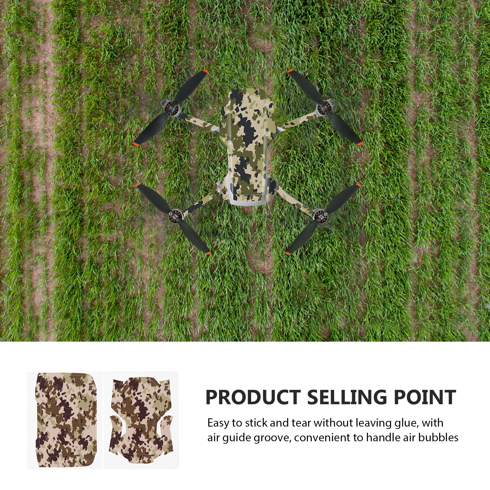 Drone Protective Film Skin Sticker Decoration Precise Cutting Waterproof Scratch Proof Sun Proof Easy to Stick No Glue Repeated