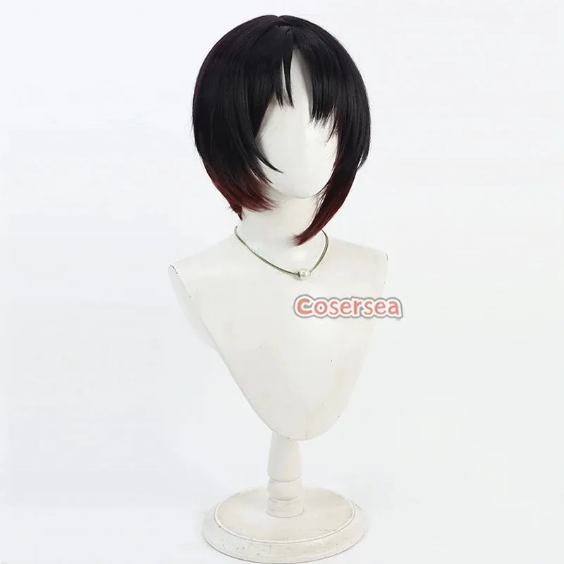 2025 11 Cosersea تأثيري الباروكات الظاهري YouTuber Kisaragi Ren 30 سنتيمتر الأسود مختلط النبيذ الأحمر شعر مستعار الاصطناعية الشعر الحرارة Resis