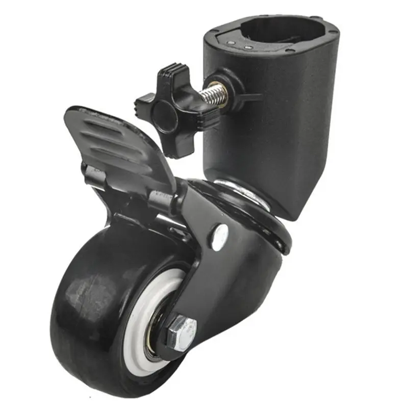 DT23 3Pcs C-Stand Swivel Caster Wheel Set 360° Rotation for Photography Light Stand Tripod Heavy Duty Durable