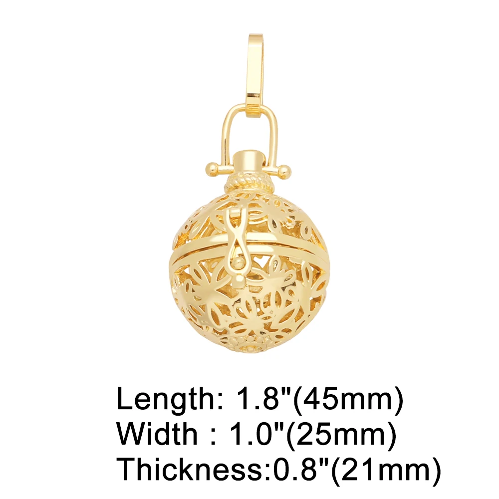 OCESRIO Chime Music Angel Ball Caller Locket Necklace Pendant Copper Gold Plated Essential Oil Jewelry Making Supplies pdtb171