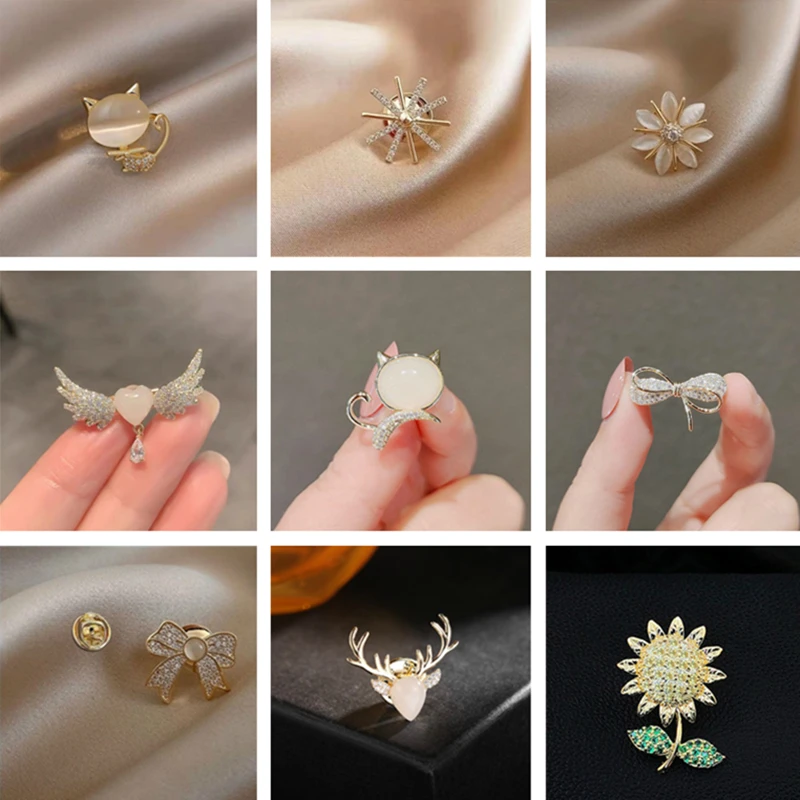 Fashion Small Brooch Corsage Pin Fixed Clothes Accessories Anti-light Buckle Flowers Animal Bow Brooches Jewelry Gifts