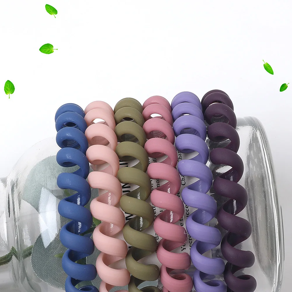 New Fashion Matt Solid Telephone Wire Hair Tie Elastic Hair Band Frosted Spiral Cord Rubber Band Stretch Gum Hair Accessories