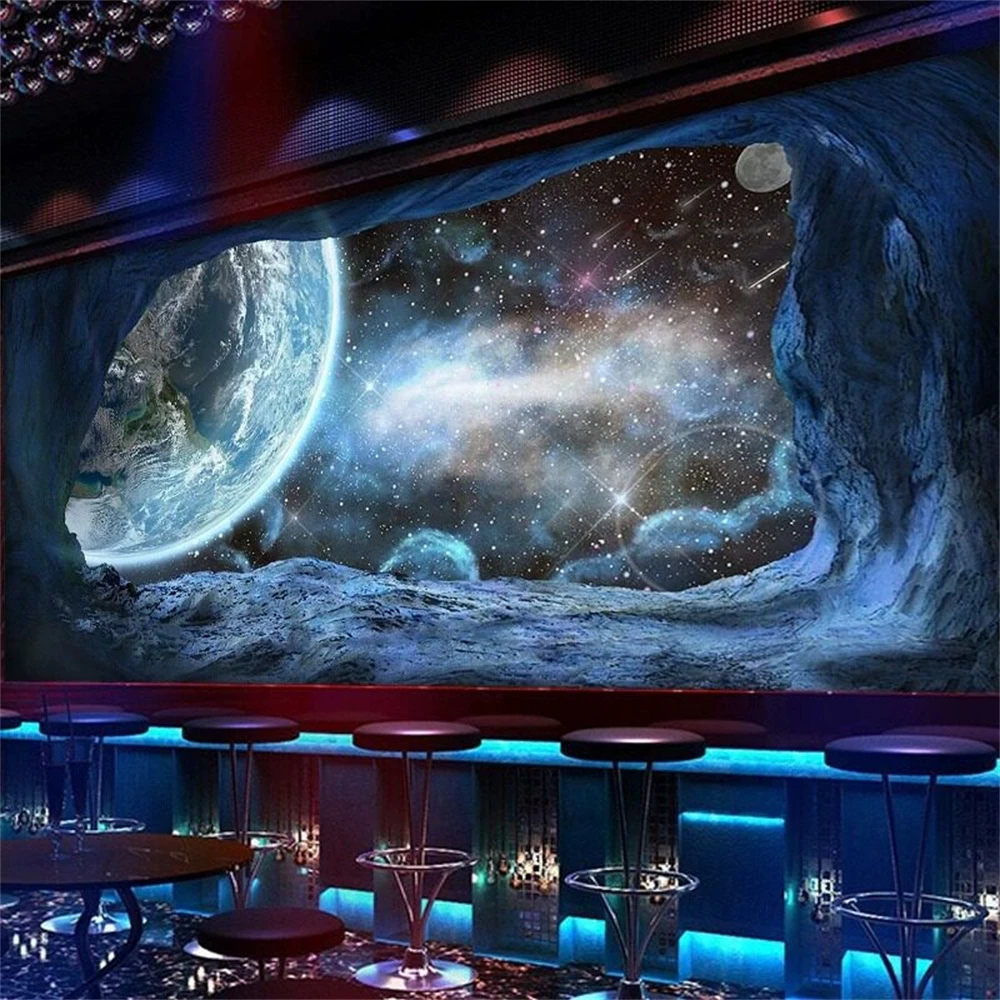 custom Dreamy Starry Sky Wallpaper Bar Esports Arena Bedroom Wallpaper living room Luxury Restaurant Ceiling Starry Earth Mural