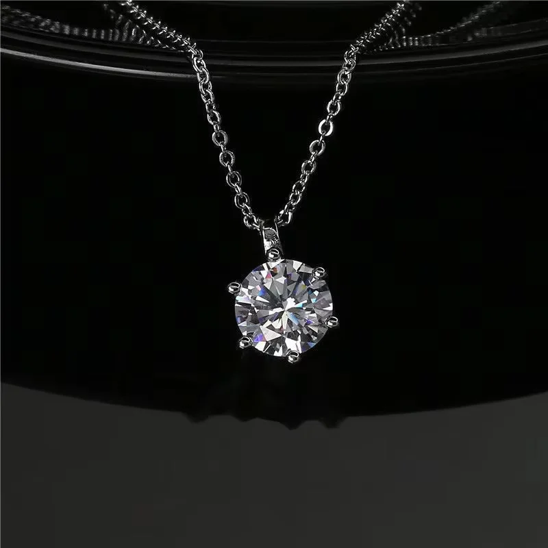 New 2ct Moissanite 925 Sterling Silver Necklace Pendant Chain Fine Jewelry for Woman Wedding Sparkling Classic Party Fashion image 6