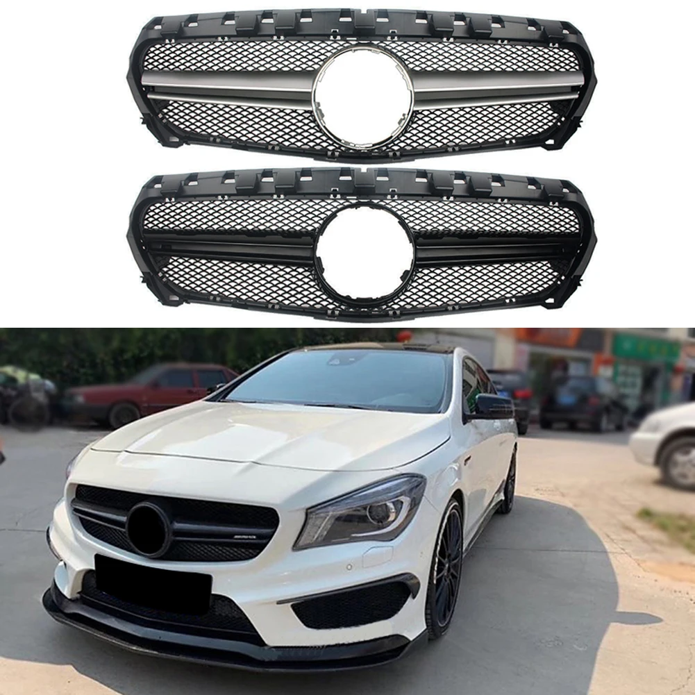 Front Bumper Racing Grill Billet Grille Cover For Mercedes-Benz W117 CLA-Class 2013-2016 AMG Style