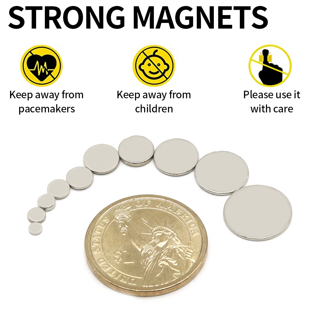 Strong Round Magnet 3x1/4x1/4x1.5/5x1/6x1/8x1/8x1.5/10x1/12x1/15x1/mm N35 Magnetic NdFeB Neodymium Powerful Refrigerator Magnet