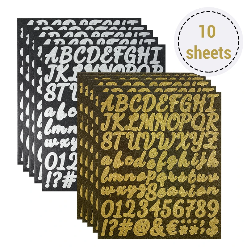 

Creative DIY Colorful English Letter Stickers Greeting Cards Hand Account Stickers Gold Sand Silver Gift Decoration Stickers