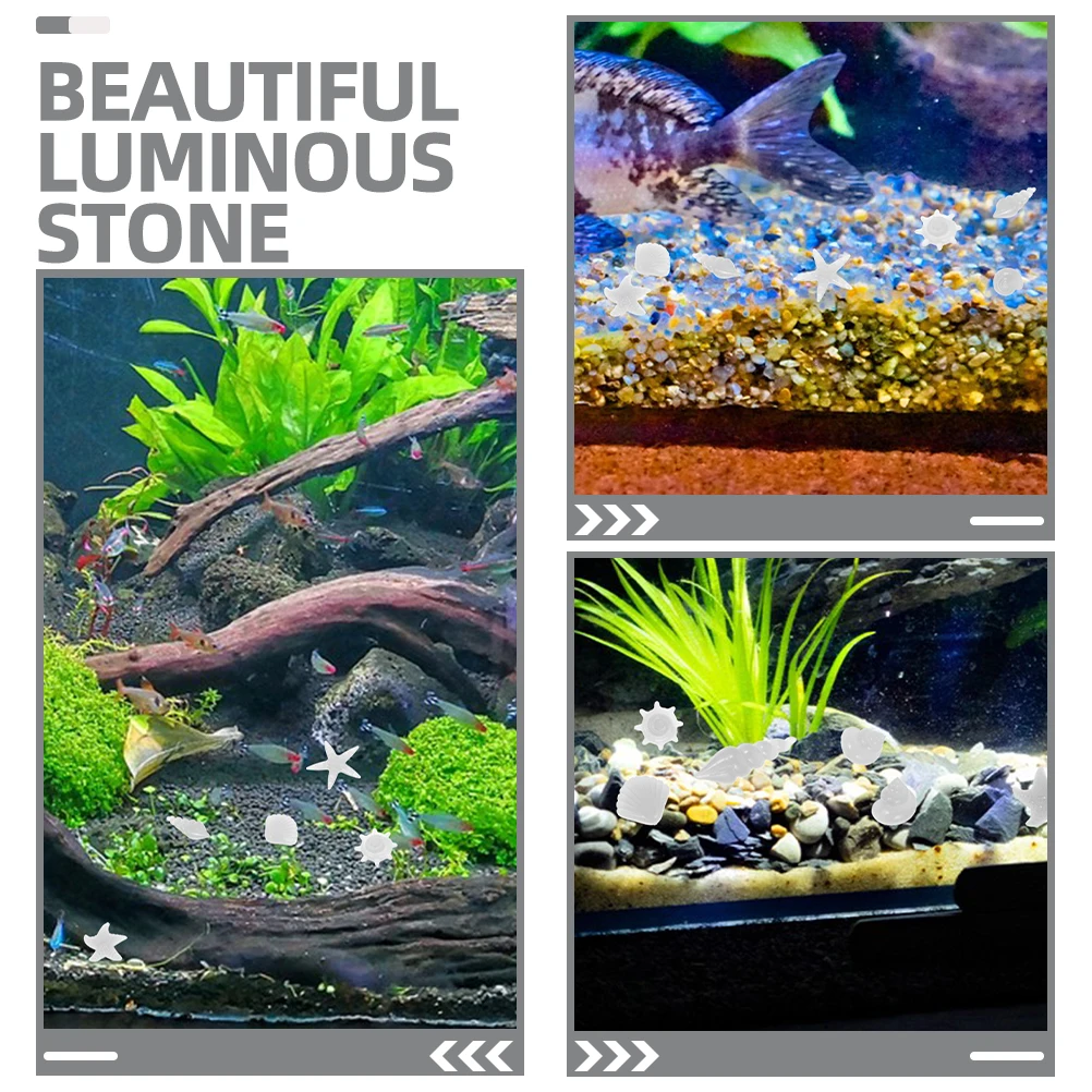 

100 Pcs Pebbles Luminous Stone Rocks Fish Tank Decoration Resin Aquarium Glow The Dark