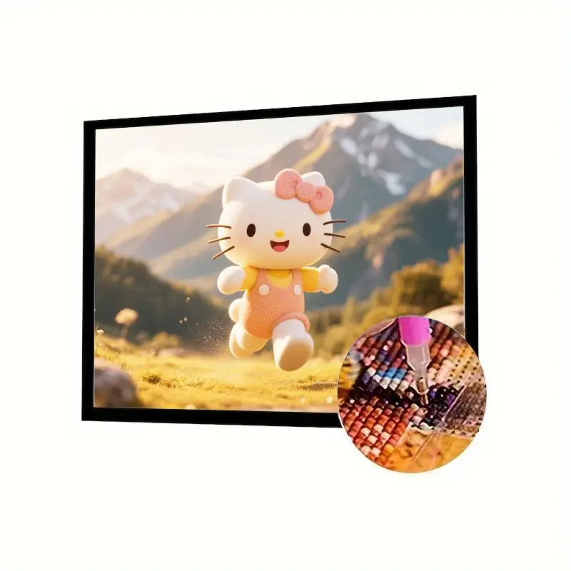 

1 шт. милый набор для рисования 5D «Hello Kitty Running Adventure» — полная дрель, персонаж мультфильма, алмазное искусство с живописной горой L