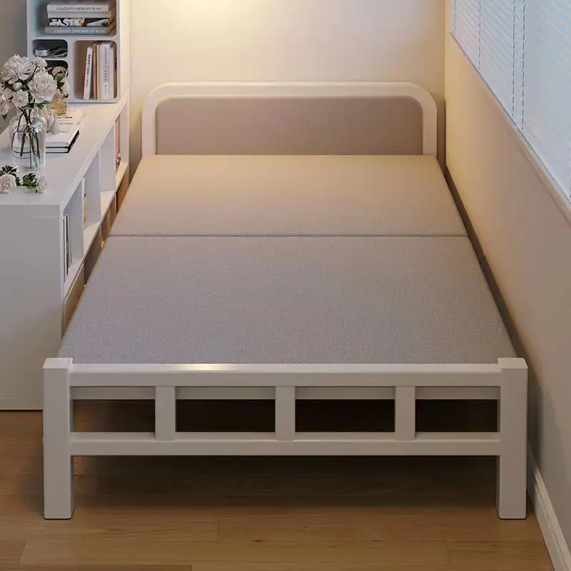 

Раскладная односпальная кровать для дома, для арендованной комнаты, с жестким основанием, для взрослых, простая кровать для общежития, портативная железная кровать, дополнительная.