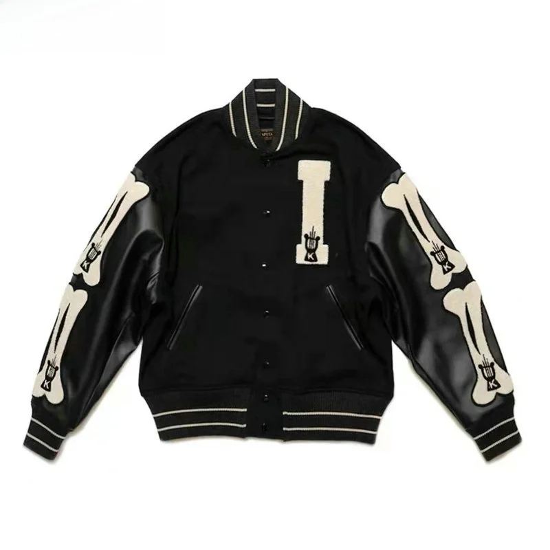 

Kapital 2AW Double Color Leather Sve Patchwork Embroidered Pure Cotton Loose Jaet Outerwear Youth Faion Autumn Breath...