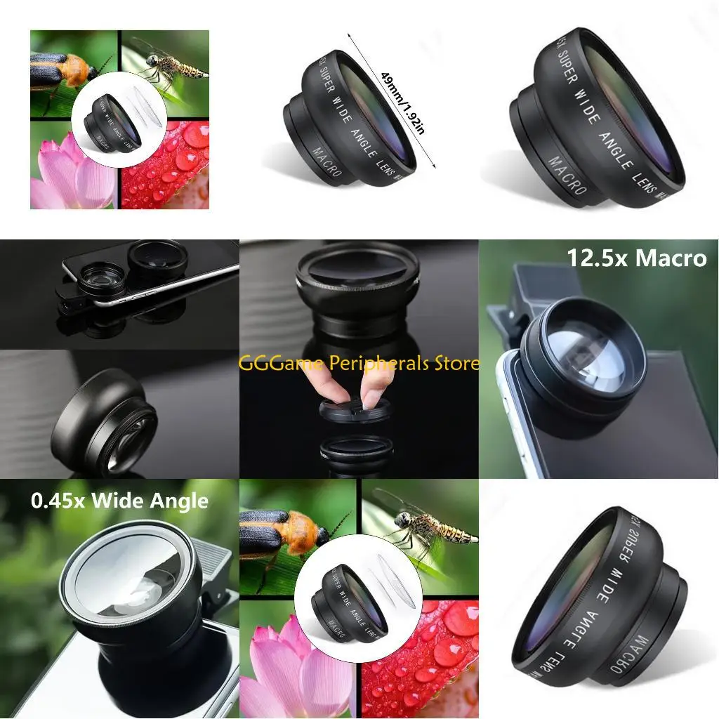 

U55B 49mm Professional Wide Lens 2 in 1 Attachment for Intelligent Phones Enhancing Photography Creativity