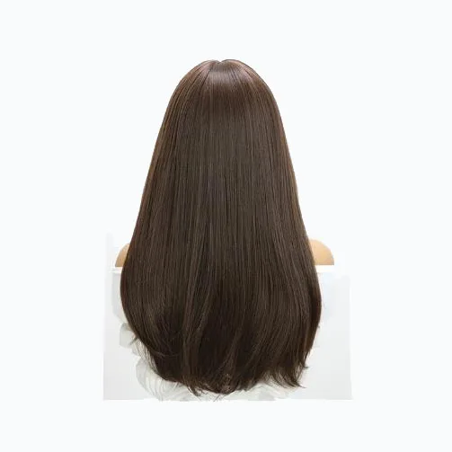 Elegant tea chestnut brown wig, portable and wearable, suitable for both home and outdoor use, with a natural texture