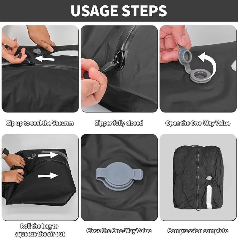 1 шт. многоразовые вакуумные пакеты для путешествий, пылезащитный компактный вакуумный компрессионный мешок, водонепроницаемая вакуумная сумка для хранения багажа, рюкзак