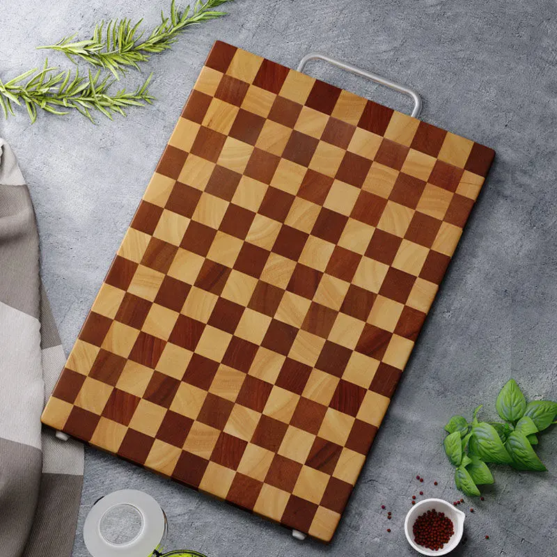 Checkerboard acacia wood cutting board, household solid wood chopping board