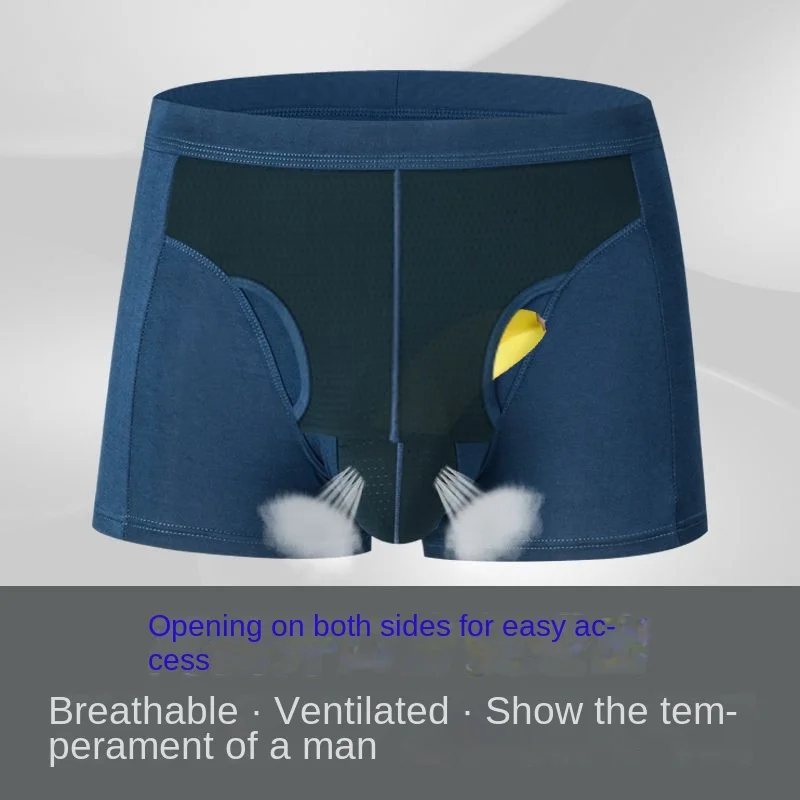 Men Breathable Underwear Penis Pouch Open Hole Soft Underpant Lingerie Prolong Sex Time Improve Boxer Sexy Comfortable Briefs